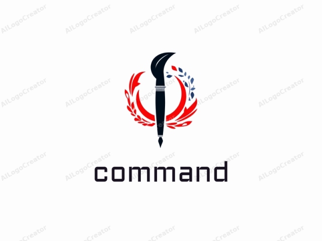 The logo is a clean, modern, and minimalist design, featuring a stylized brush and feather motif set against a white background. The brush, represented by a bold, black stroke, stands vertically at the center of the image. It's held