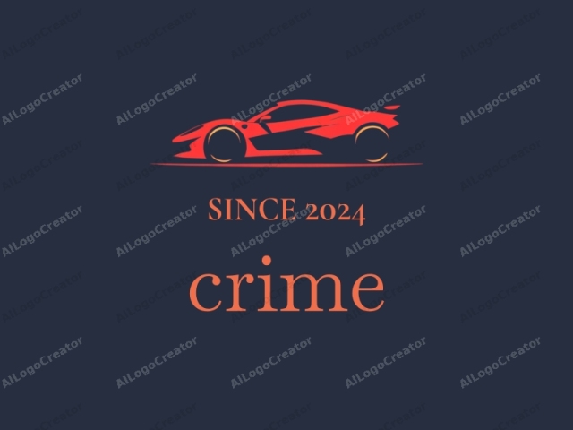 The image is a minimalist, digital drawing of a sports car set against a dark blue background. The car is depicted in a bold, geometric style with a bright red body and yellow highlights. The design utilizes solid, flat colors with sharp lines and