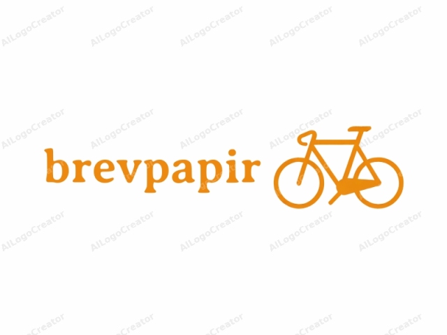 This is a minimalist, vector-style graphic representation of a bicycle, created using a flat orange color on a stark white background. The design is clean and simple, featuring bold, smooth lines that define the basic shape of a traditional bicycle. The bicycle