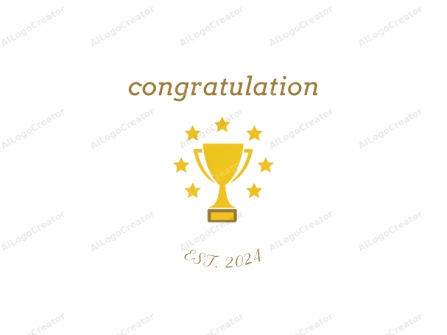 The image is a minimalist, flat, digital illustration of a golden trophy against a white background. The trophy is depicted as a simple, two-handled cup with a smooth, rounded body and a slightly flared lip. Its handles are short and