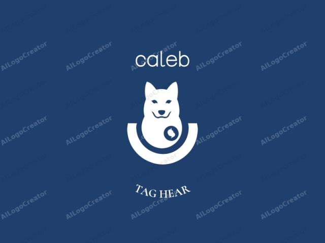 The logo is a simple, minimalist, and modern illustration rendered in a digital medium. It features a stylized silhouette of a dog's head and body, depicted in white against a solid blue background. The dog's face is calm and friendly,