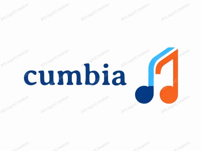 This is a clean, minimalist logo featuring two musical notes. The logo is composed of two distinct musical symbols, one on the left and one on the right. The musical note on the left is rendered in a vibrant blue hue and has a curved