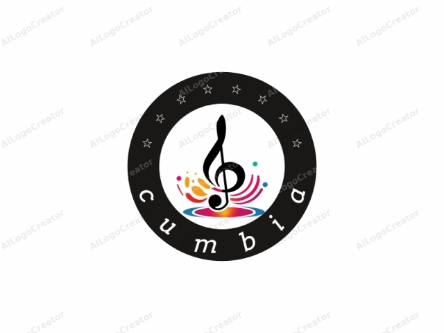 This is a digital logo featuring a stylized treble clef. The treble clef, a symbol used in musical notation to indicate the pitch range of a specific instrument, is prominently centered. The treble clef is rendered in a