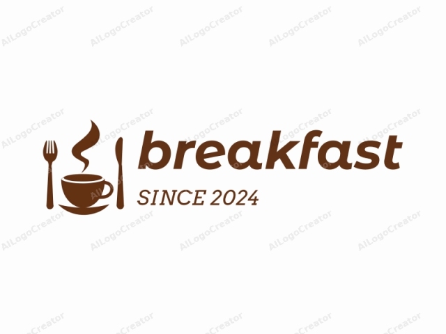 This logo is a simple, stylized illustration in a flat design style, rendered in a rich, warm brown color on a plain white background. The subject is a coffee set, consisting of a coffee cup with a handle, placed on a matching