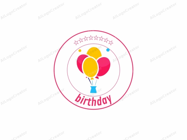This is a simple and colorful vector illustration featuring three balloons in a triangular formation. Each balloon is stylized with a flat, circular shape and a bright, vibrant hue. The largest balloon is yellow, while the second-largest is red, and the