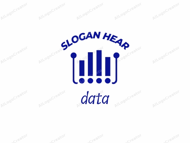 a minimalist design that features a stylized graph. The image is predominantly in a solid royal blue color, representing a clear and concise visual representation. It consists of three vertically-oriented rectangles, each of varying heights, aligned side-by-side from left to