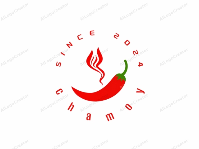 Das Logo-Bild ist eine vereinfachte, minimalistische grafische Darstellung einer roten Chilischote. Die Chilischote wird in einem glatten, sauberen Vektorstil ohne zusätzliche Texturen oder Schattierungen dargestellt, wodurch sie eine flache Illustration ist. Die Chilischote ist nach rechts gerichtet,