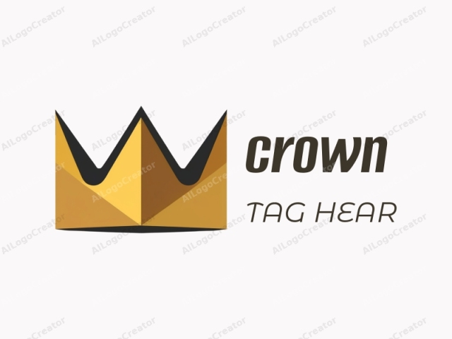 This is a clean, minimalist logo of a crown, prominently displayed against a stark white background. The crown is stylized with a bold, modern design, characterized by sharp, geometric angles and clean lines. It consists of four triangular segments converging