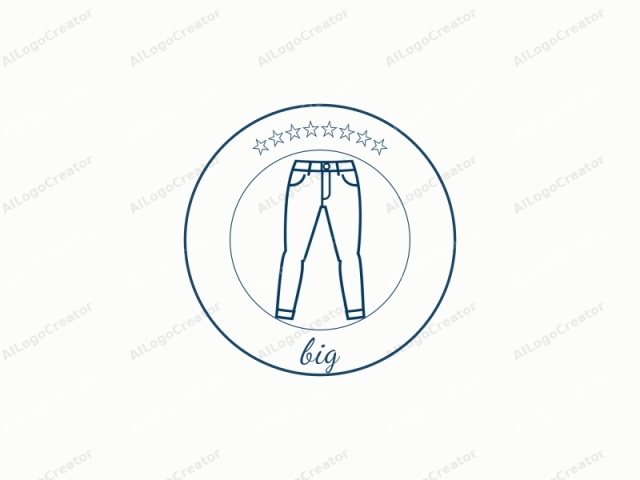 This logo features a simple, minimalist drawing of a pair of jeans. The illustration is done in a clean, monochromatic style, with the outline of the jeans depicted in a solid blue color against a white background. The jeans are shown in