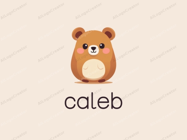 The image is a digital drawing of an adorable, round, plush-like bear with a soft, light brown fur covering its body. The bear has a simple, round head with large, shiny black eyes that give a friendly and innocent look. Its