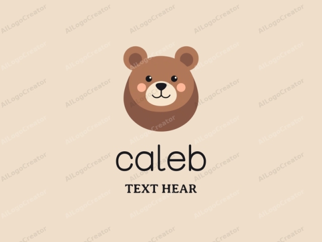 a cute cartoon bear. This is a digital drawing of a bear's head in a minimalist style. The bear's head is centered against a light beige background, enhancing the focus on the bear. The bear has a rounded, chubby face with a