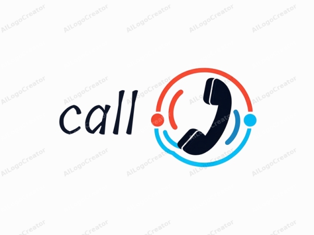 This logo is digitally created and features a simplistic, modern design. It prominently displays a black, rectangular hand-held telephone with a curved handle at the top and a long, straight receiver. The phone is centrally positioned within a circular emblem. This circular