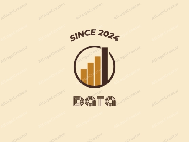 The image is a minimalist, abstract graphic design featuring a stylized bar chart within a circular symbol. The background is a solid cream color, providing a neutral and unobtrusive base. The central element is the bar chart, depicted in three