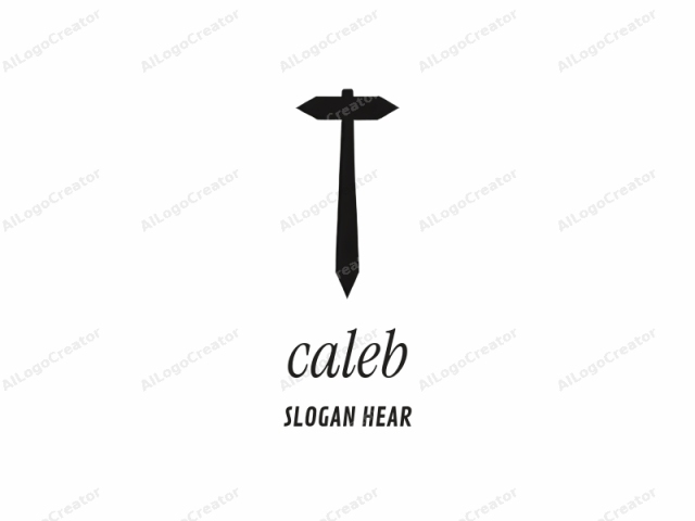 This logo is a simple, monochromatic drawing of a black, arrow-shaped sign on a plain white background. The sign features a sharp, triangular head and a narrow, pointed shaft, resembling a traditional road sign. The design is minimalist with