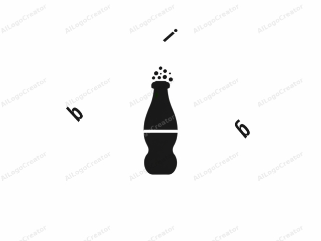 This logo image is a minimalist, black-and-white drawing of a classic soda bottle, rendered in a vector style. The bottle is depicted in profile with a smooth, rounded body, featuring a slightly narrower neck that curves outward to form the typical shape