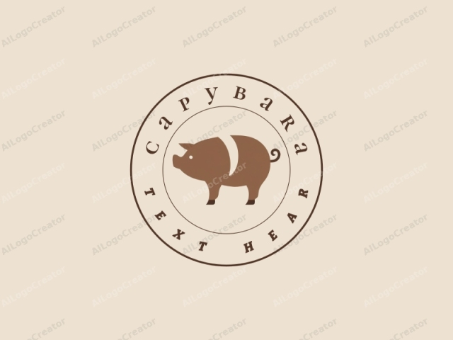 focusing on a minimalist design. This is a digital drawing of a stylized pig, characterized by its simplistic and geometric shapes. The pig is rendered in a single brown hue, devoid of any shadows or intricate details, giving it a flat and clean