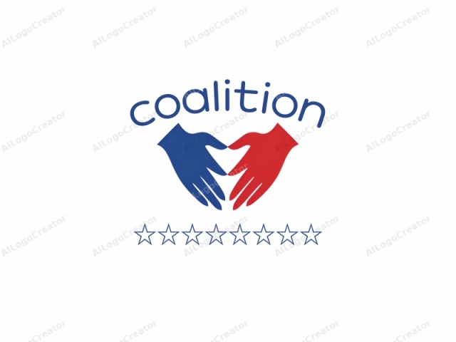 This image is a digital logo featuring two stylized hands positioned symmetrically against a white background. Each hand is depicted as a simplified, abstract shape with no distinct fingers or joints, giving it a flat, minimalist design. The left hand is colored