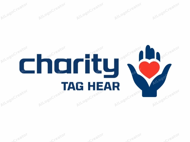 The image is a simplified, vector-style logo featuring two hands cupped together in the center of a white background. The hands are drawn in a solid blue color, creating a stark contrast with the white background. The left hand is positioned higher than