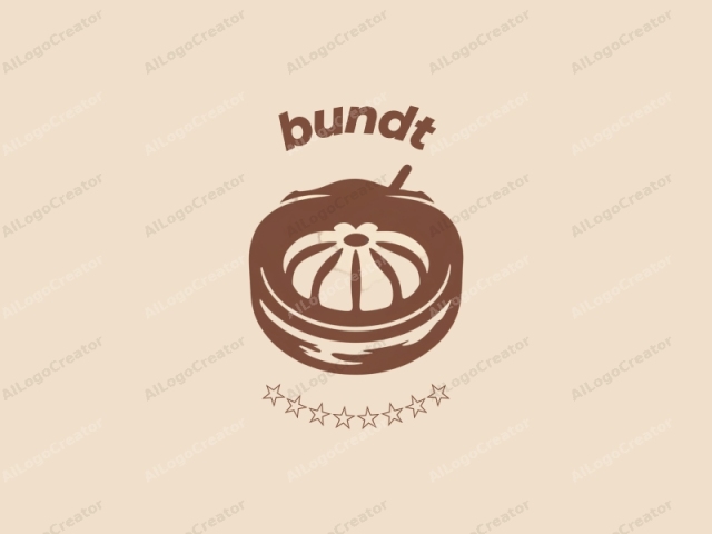 This image features a minimalist, monochromatic logo in a brown color on a beige background. The logo is a simplified illustration of a bento box, with a round, flat lid at the top and a larger, slightly oval-shaped compartment below