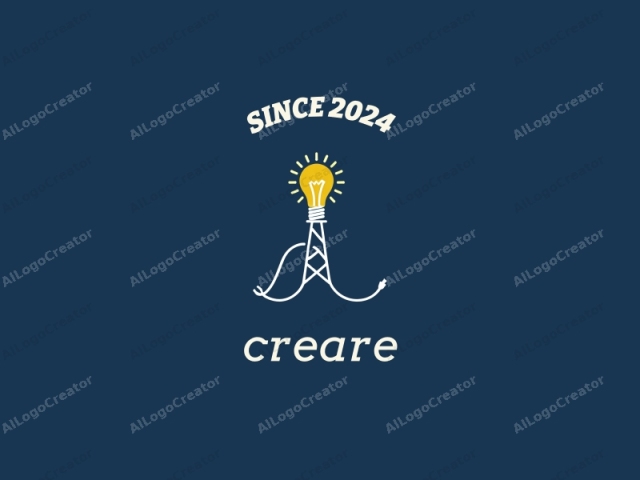 The image is a vector graphic logo set against a solid dark blue background. It depicts a stylized, simplified version of a utility pole, with a bright yellow light bulb perched on top. The light bulb is depicted as a simple shape with