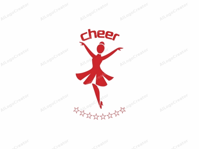 El logo es un dibujo simple y estilizado de una figura femenina representada en una pose de ballet. La figura está completamente renderizada en un color rojo sólido y vibrante sobre un fondo gris claro y liso. El sujeto está centrado en la imagen, dándole