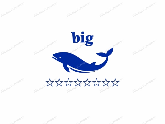 This is a minimalist logo in a digital medium, featuring a sleek, stylized silhouette of a whale. The whale is depicted in a vibrant blue color against a stark white background. The whale is portrayed from the side, with its body arcing