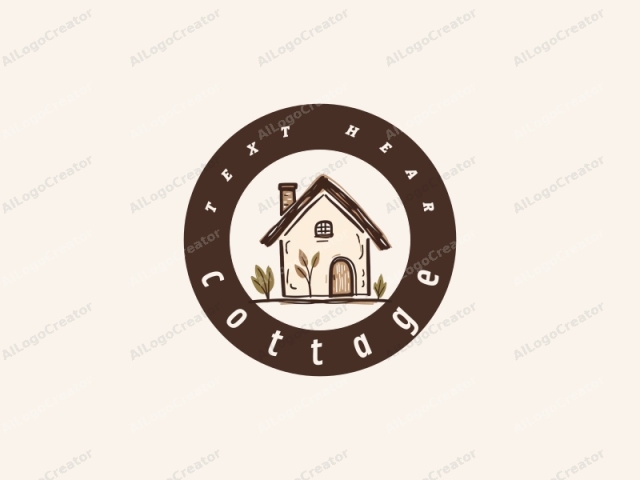 La imagen del logotipo presenta una ilustración simple y dibujada a mano de una casa con un diseño minimalista y rústico. La casa se representa en un color beige claro con una apariencia suave y texturizada, que recuerda a un dibujo de tiza o pastel. El techo se representa en un