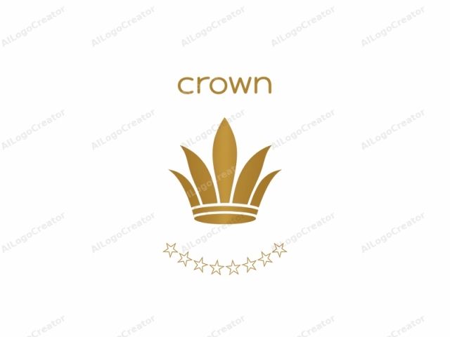 This image is a minimalist, abstract logo featuring a stylized, golden crown. The crown is composed of four large, symmetrical, pointed leaves that radiate outward from a central, circular base. Each leaf has a slight curve at its tip