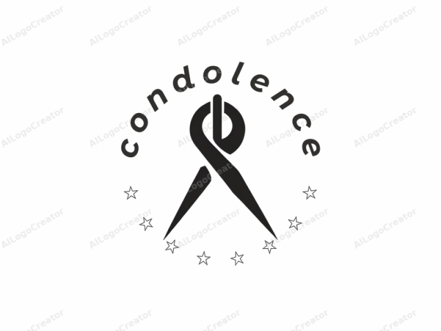 Ein minimalistisches, geometrisches Design. Das Logo ist eine kräftige schwarze Silhouette eines Zirkels, der vor einem schlichten weißen Hintergrund platziert ist. Die Zirkelspitzen sind diagonal angeordnet, wobei ihre scharfen, spitzen Enden sich in der Mitte des Bildes treffen.