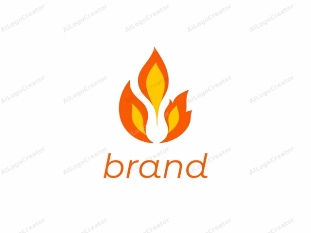 This is a stylized, minimalist logo featuring three distinct, overlapping flame elements arranged centrally on a white background. Each flame is rendered in a vibrant, fiery orange with a gradient that transitions to a bright yellow at the tips, giving a sense of