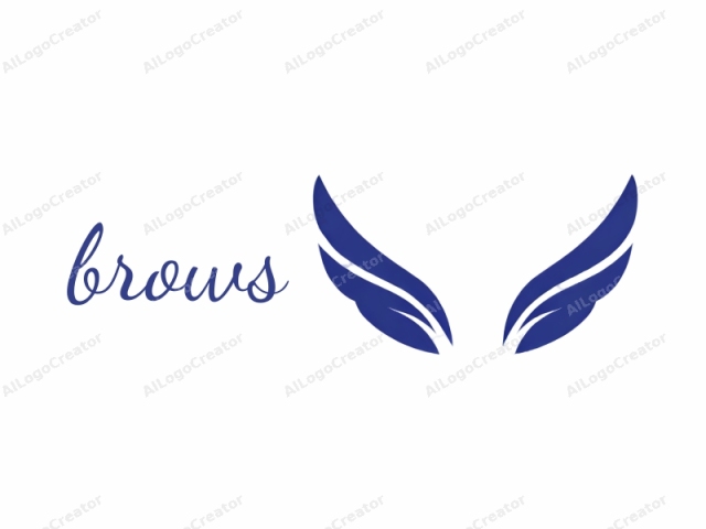 The logo image is a minimalist and modern design featuring two symmetrical wings. Each wing is rendered in a vivid blue color, which stands out starkly against a pure white background. The wings are stylized, with sharp, elongated tips and