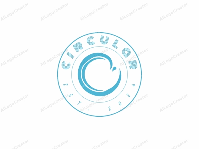 This logo image features a minimalist design consisting of a stylized wave or spiral shape. The primary color used is a vibrant, solid light blue, which forms the main visual element of the logo. The wave or spiral shape is circular, with a