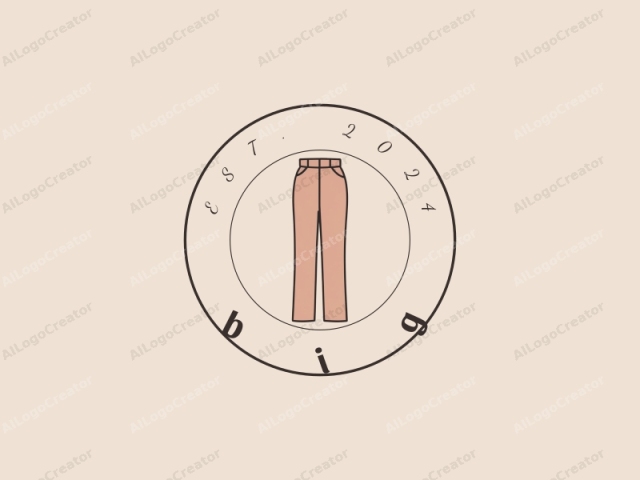 The image is a simple, minimalist logo illustration in a digital medium, featuring a pair of trousers. The trousers are depicted from the front, centered within a beige background. They are drawn in a clean, black outline style, with no shading or