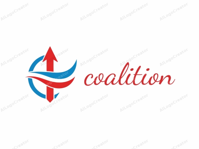 This logo features a bold and modern design. The central element is an upward-pointing red arrow with a sharp, triangular tip. The arrow is positioned directly above the letter "A," which appears stylized and abstract. The arrow is surrounded by