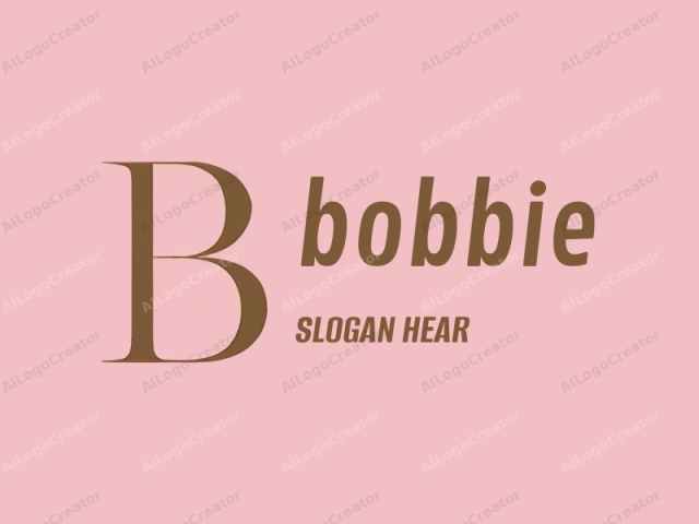 This image is a digital logo featuring a minimalist design. The logo consists of a large, capital letter "B" prominently centered within a pastel pink square background. The "B" is rendered in a bold, serif typeface, with a