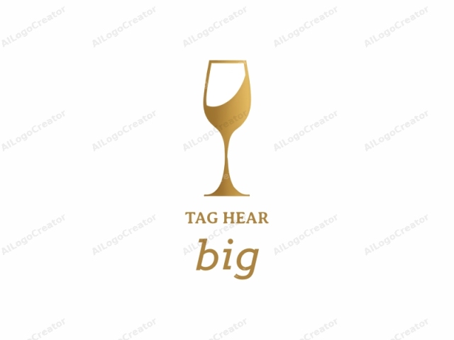 a wine glass. This minimalist logo features a stylized wine glass rendered in a sleek, clean line drawing with a flat, gold color. The glass is positioned centrally and tilted slightly to the right, allowing for a more engaging viewing angle. The