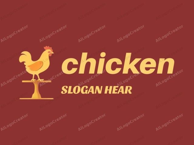 The image is a stylized, minimalist logo depicting a rooster on a golden perch. The rooster is centered in the image and occupies the majority of the composition. It is rendered in a smooth, flat style, with clean lines and simple