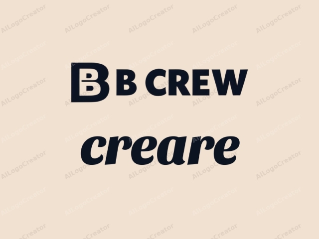 This image is a minimalist logo design, featuring the text "BB Crew" in uppercase letters. The logo is composed of the letters "B" and "C" in a bold, sans-serif font, set in a monochromatic, deep