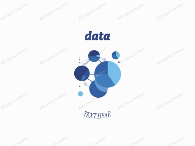 Esta imagen es una ilustración digital limpia y minimalista que representa una visualización abstracta de datos en el estilo de análisis de redes. El enfoque central es una red compleja compuesta por múltiples círculos interconectados en varios tonos de azul, donde cada círculo representa un conjunto o categoría de datos diferente.