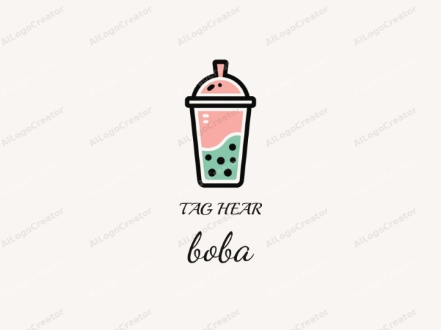 This image is a digital drawing in a flat, minimalist style. It features a single, large, stylized drink container, likely intended to represent a bubble tea or similar beverage. The container is outlined in a thick black line and filled with a