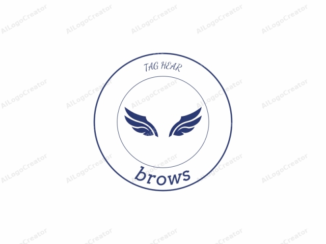 This is a stylized logo featuring a pair of wings. The wings are symmetrical and rendered in a solid, dark blue color on a plain white background. Each wing comprises two distinct components: the upper, smaller wing is slightly curved inward,