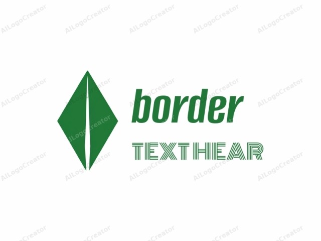 El logo es un diseño digital minimalista que presenta una forma de diamante verde con una flecha blanca atravesando su centro. El diamante está posicionado simétricamente y orientado centralmente, con sus puntas hacia arriba y hacia abajo, y sus lados apuntando hacia la izquierda y la derecha.