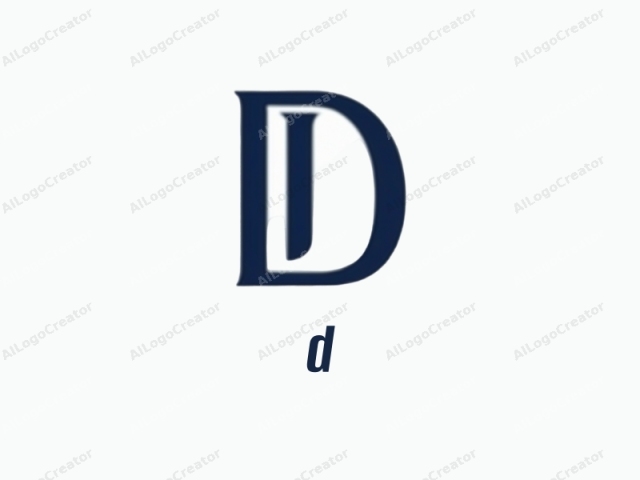 該標誌以大膽的大寫字母"D"為特色，採用現代簡潔的設計呈現。"D"由深海軍藍色的粗體線條組成，背景為純白色。字母居中並佔據主要位置。