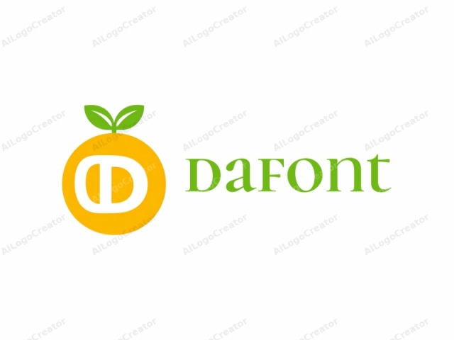 Dies ist ein einfaches, minimalistisches Logo, das aus einem runden Design besteht. Im Zentrum des Kreises befindet sich ein großes gelb-oranges Oval, in dem ein stilisiertes Buchstabe "D" platziert ist. Das "D" ist fett und abgerundet, mit