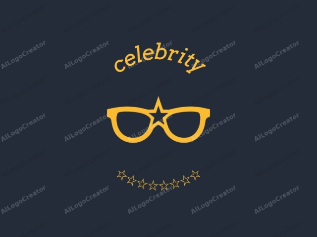 featuring a stylized yellow icon of a pair of eyeglasses centered against a solid, dark blue background. The eyeglasses are depicted in a simple, minimalist design, with the frames outlined and a yellow star prominently situated at the center of the