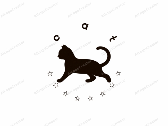 in Form einer minimalistischen Silhouette einer Katze. Das Bild zeigt eine schlanke, stilisierte Zeichnung einer Katze im Seitenprofil. Die Katze wird mit einer soliden schwarzen Silhouette vor einem weißen Hintergrund dargestellt, was ihre schlanke, geschwungene Form betont.