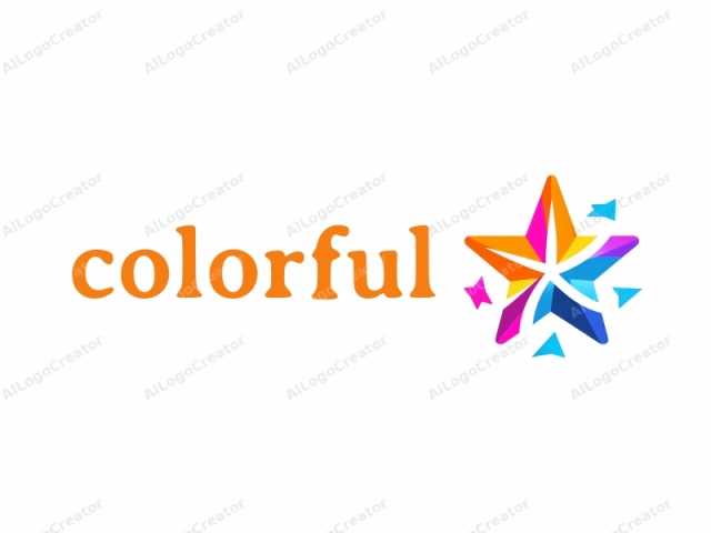 Dieses digitale Logo, das einen stilisierten fünfzackigen Stern zeigt, kombiniert lebendige Farben und geometrische Formen und vermittelt ein Gefühl von Dynamik und Energie. Der Stern besteht aus mehreren dreieckigen Segmenten, die jeweils unterschiedlich gefärbt sind. Die Segmente beginnen oben