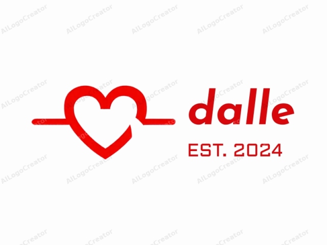 This is a minimalist logo featuring a bold, red, heart-shaped design superimposed on a stark white background. The heart shape is rendered with clean, straight lines, emphasizing simplicity and purity. At the top of the heart, a curved arrow