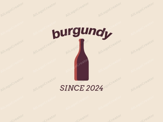 a wine bottle. This is a minimalist digital illustration in a flat design style, characterized by clean lines and solid colors without gradients or shading. The bottle is depicted as a central figure against a plain beige background, providing a stark contrast. The wine