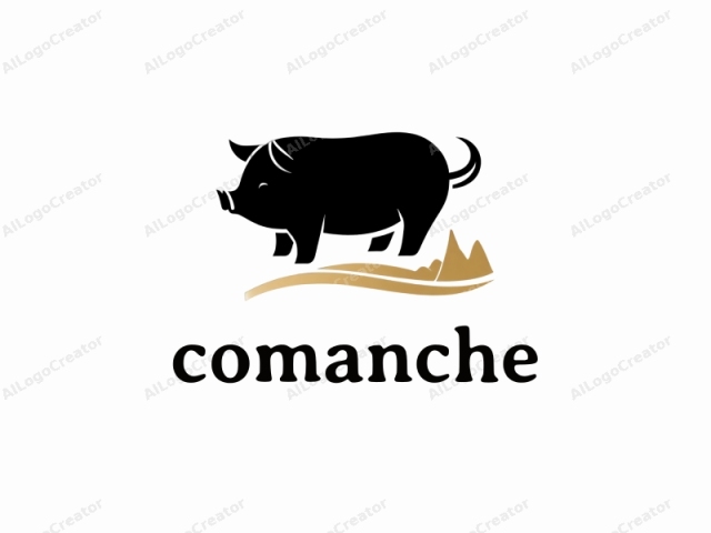 gekennzeichnet durch ein minimalistisches, sauberes Design. Dies ist eine digitale Illustration eines Schweins vor einem einfachen weißen Hintergrund. Das Schwein ist in einfachem Schwarz dargestellt und nimmt den größten Teil des Bildes ein. Es steht aufrecht mit einer leicht nach links gerichteten Haltung und zeigt sein